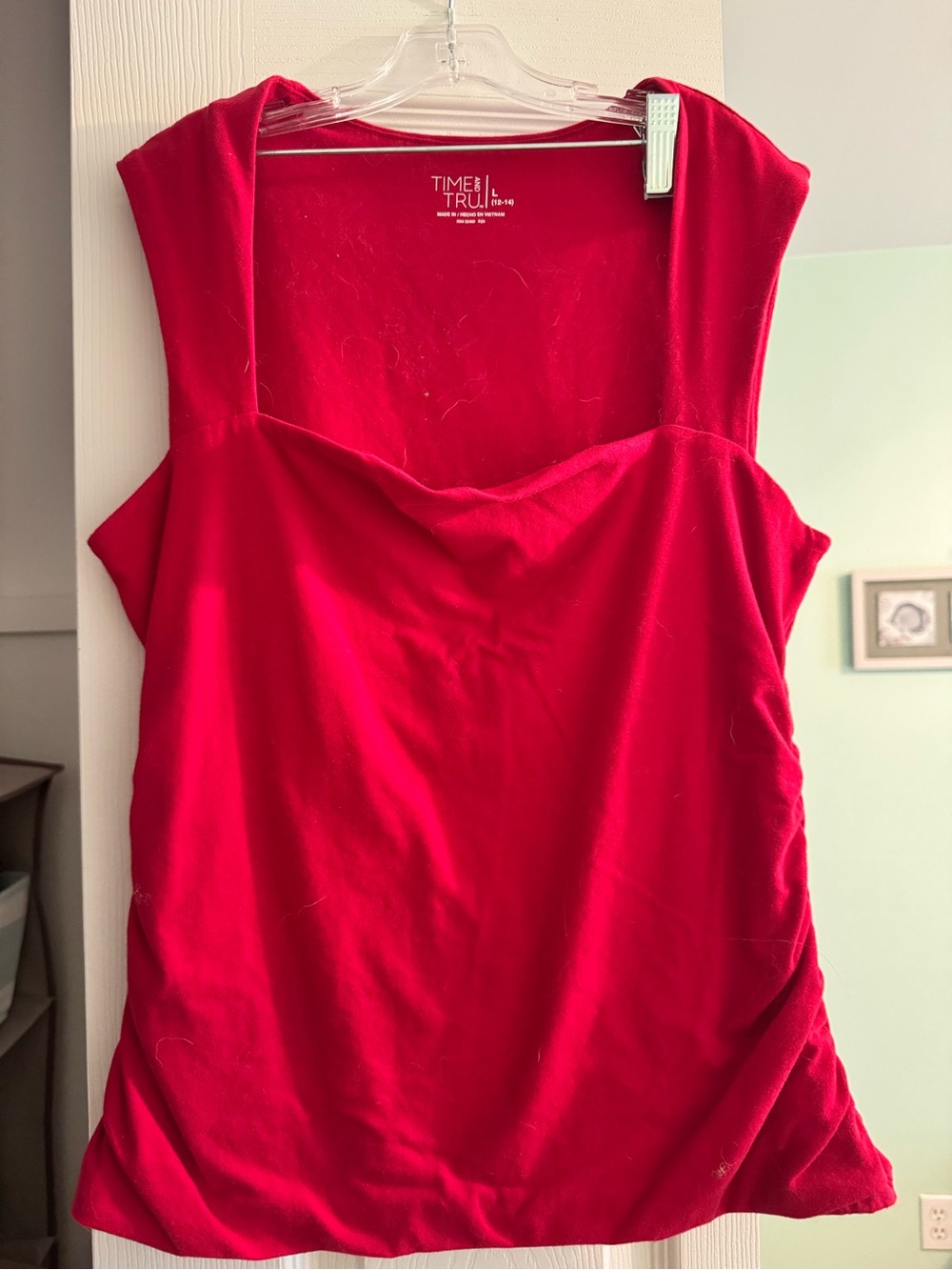 Time and Tru Bright Red Wide Strap Tank Top